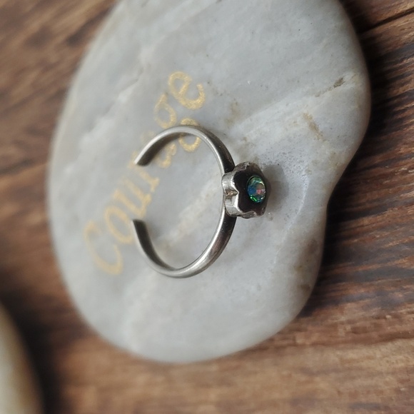 R612 adjustable band aurora borealis stone cuff ring - Picture 2 of 3